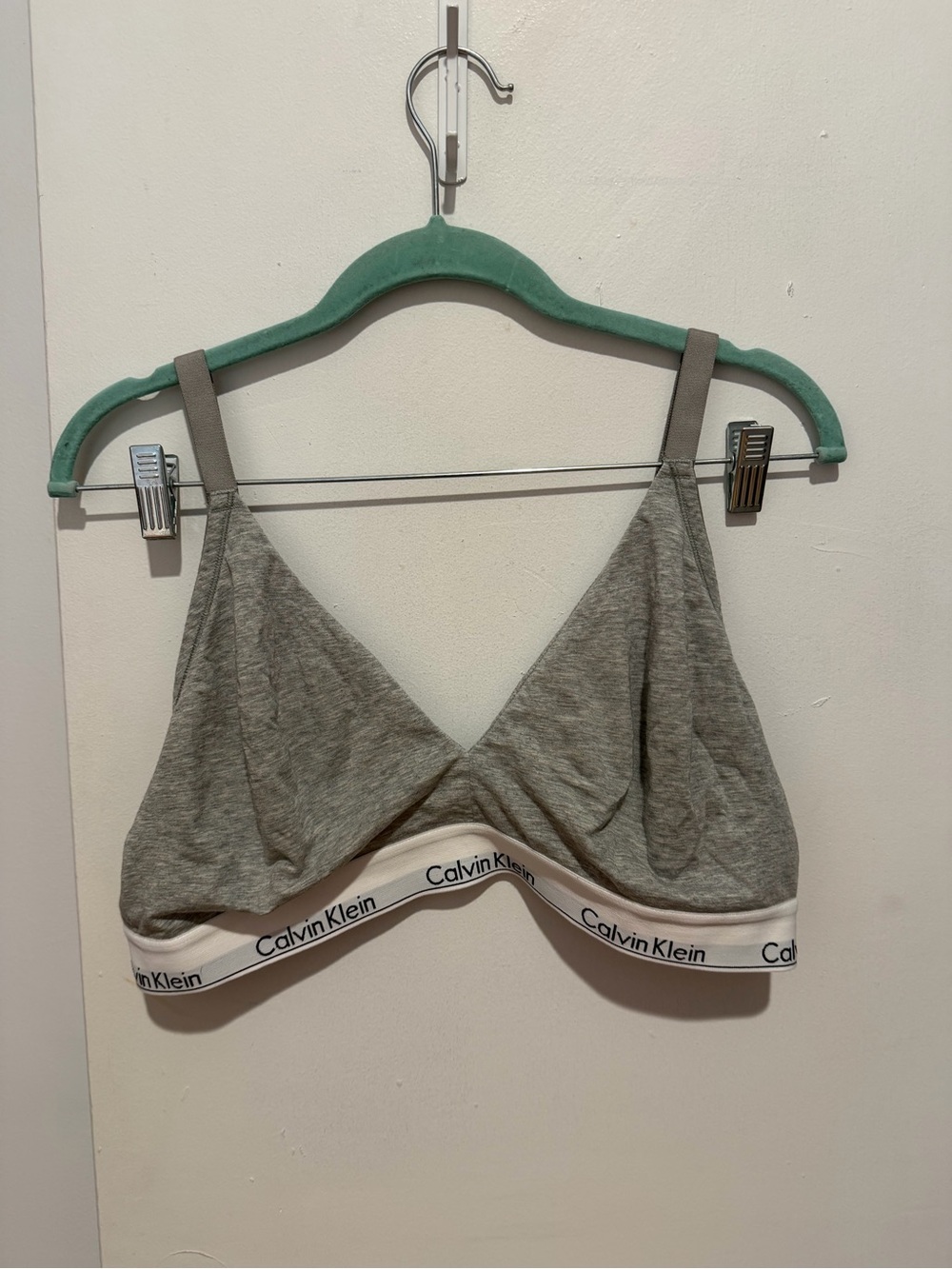Calvin Klein Heather Gray Logo-Trim Triangle Bralette
